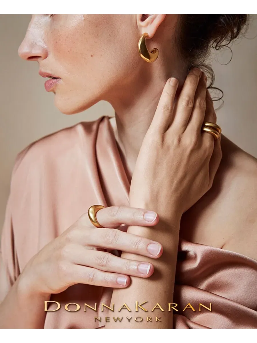 Набор из 3 колец золотистого цвета Drama Molten Statement Ring Donna Karan New York — изображение 3 из 6, оттенок золото