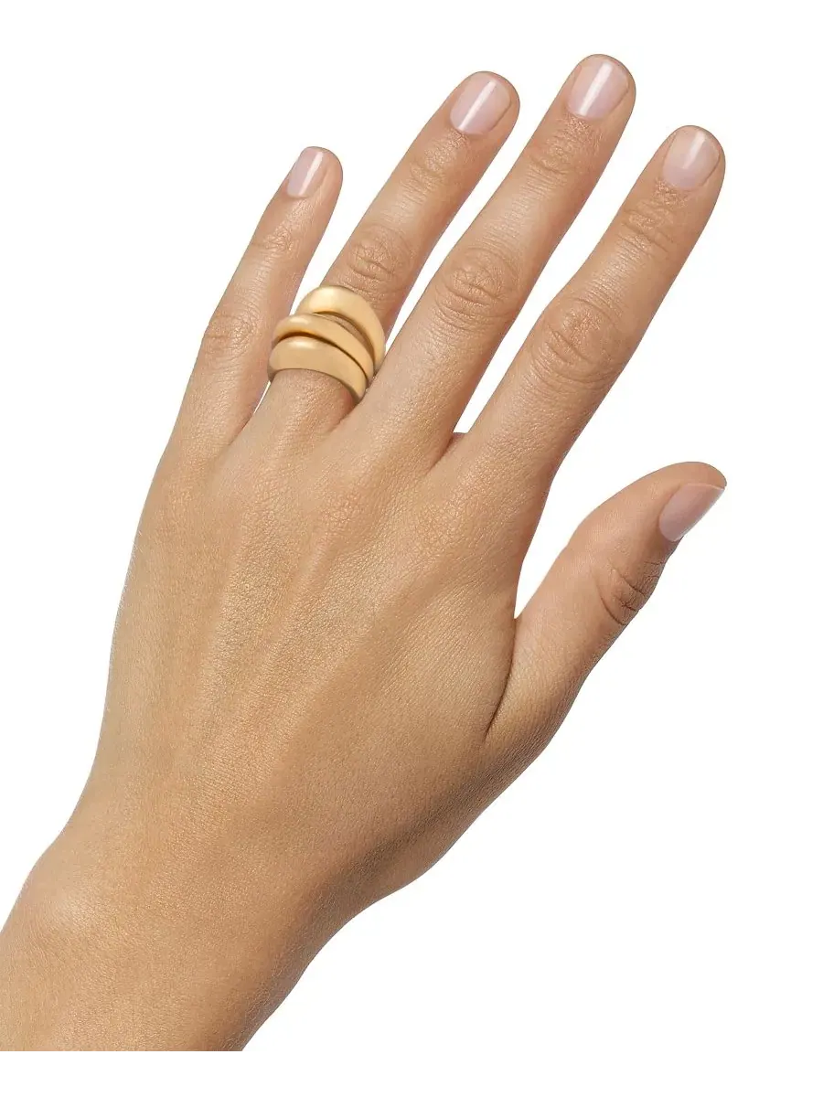 Набор из 3 колец золотистого цвета Drama Molten Statement Ring Donna Karan New York — изображение 5 из 6, оттенок золото
