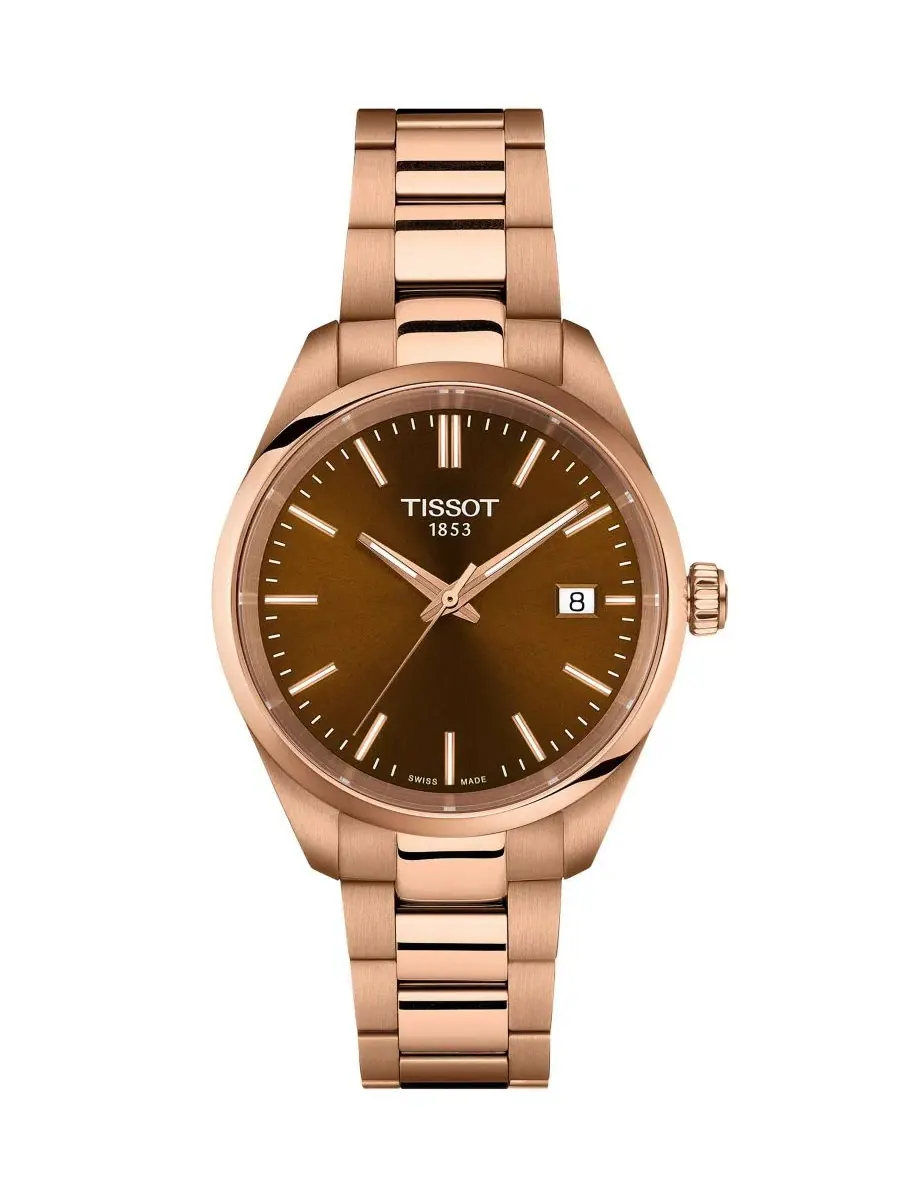 Женские наручные часы с браслетом из розового золота, 34 мм Tissot — изображение 1 из 5, оттенок коричневый