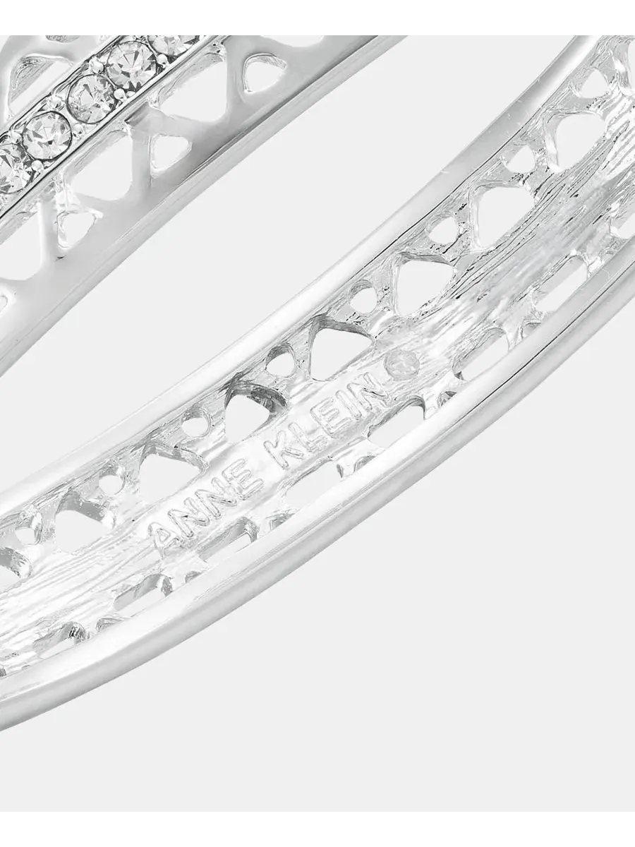 Браслет-манжета с кристаллами и сетчатым плетением Silver-Tone Boxed Crystal Mesh Stone Open Hinge — изображение 3 из 3