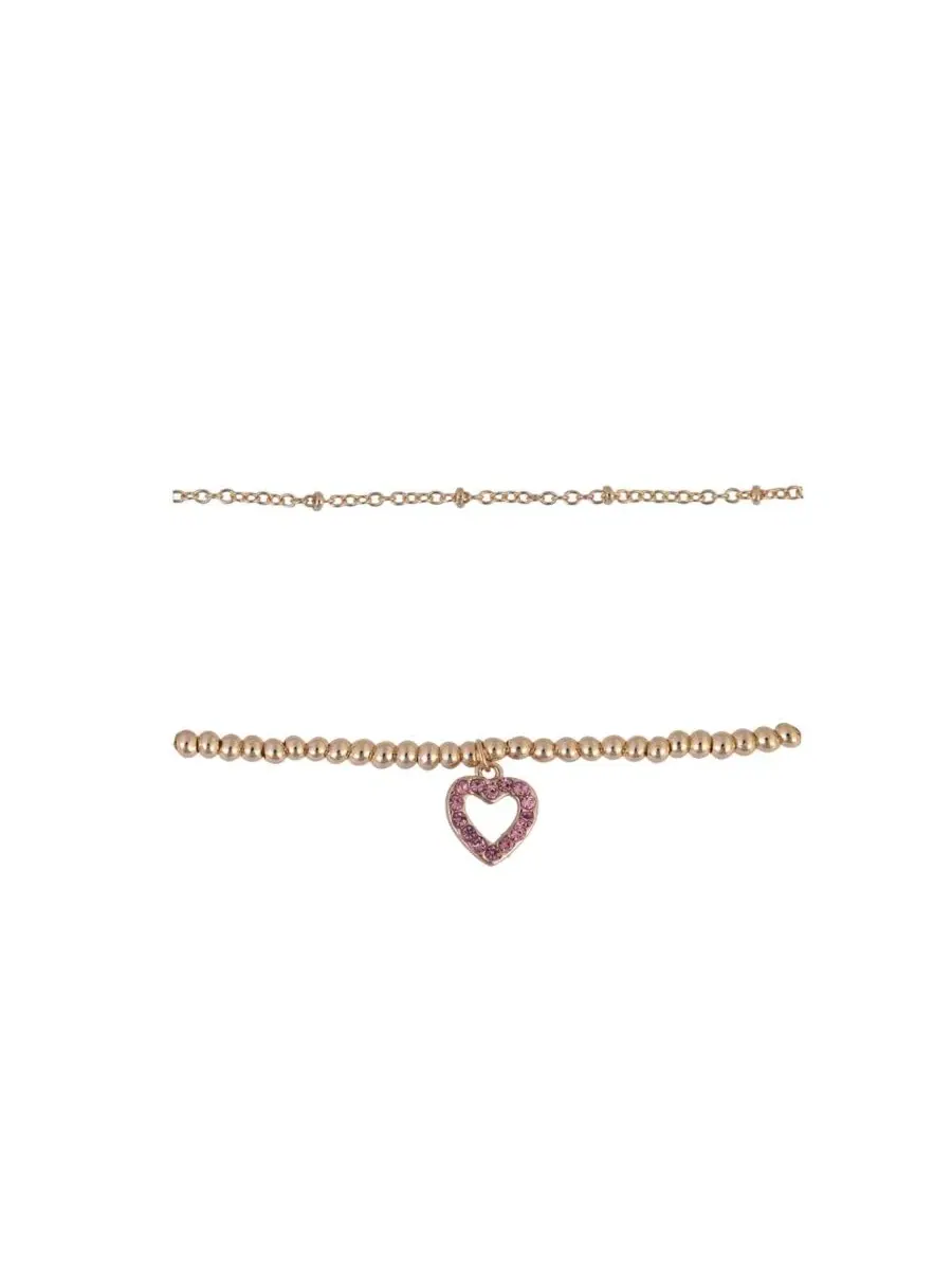 Набор браслетов из стеклянных камней с сердечками, Valentine's Day Hallmark — изображение 2 из 4, оттенок нет цвета