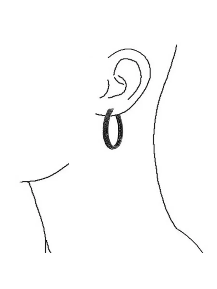 Серьги-кольца из латуни с черными кубическими циркониями, модель Inside Out Design Bling Jewelry — изображение 3 из 3
