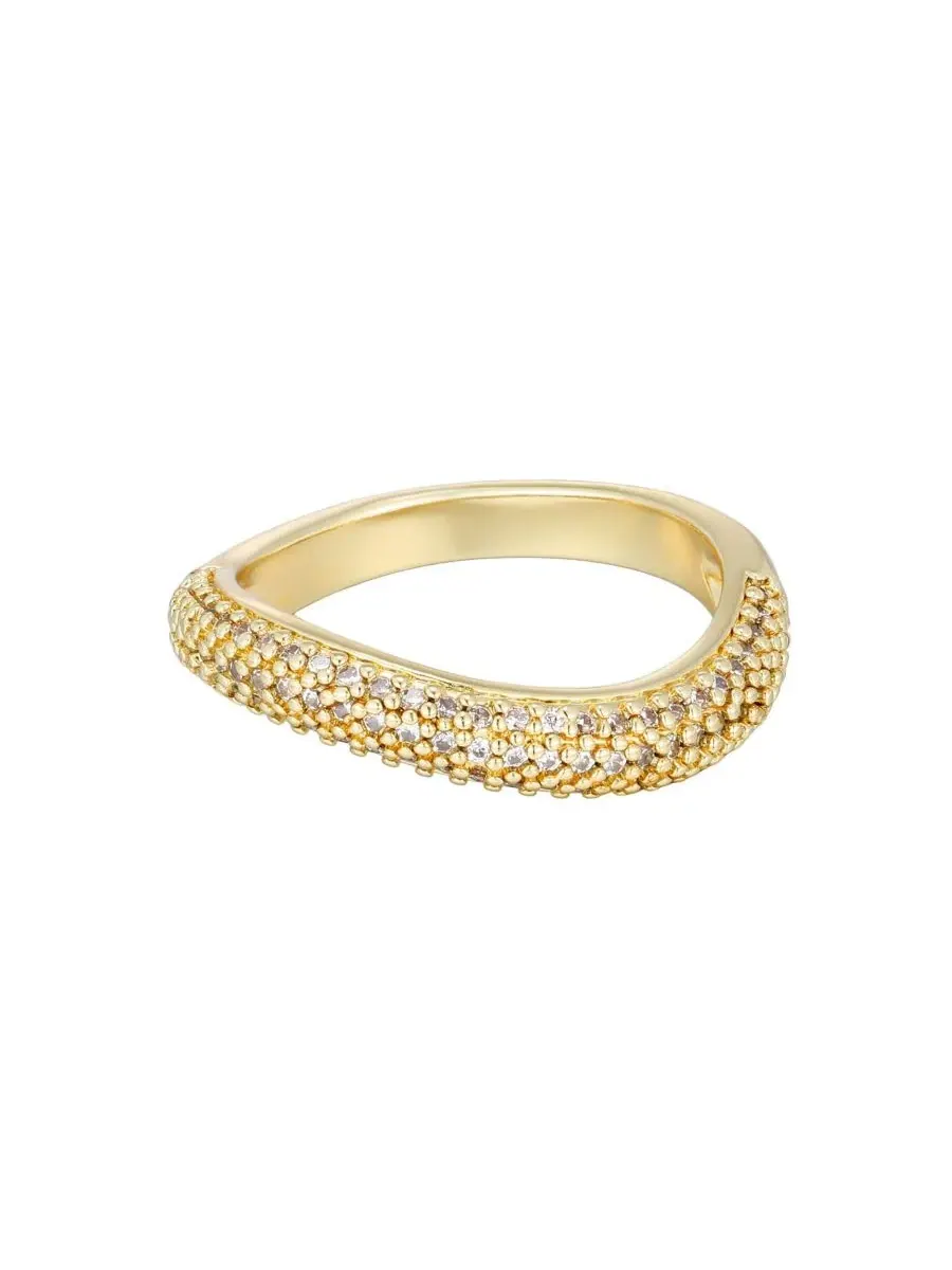 Кольцо из ювелирного сплава с фианитами Curved Chunky Band ADORNIA — изображение 1 из 3, оттенок золото