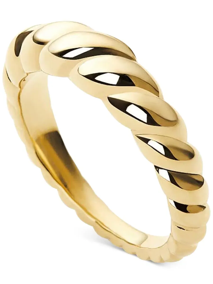 Кольцо с золотым напылением Rope Slim Twist Ring Ana Luisa — изображение 1 из 4, оттенок золото