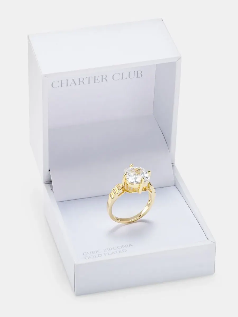 Кольцо с крупным камнем - кубическим цирконием Charter Club — изображение 3 из 3, оттенок золото