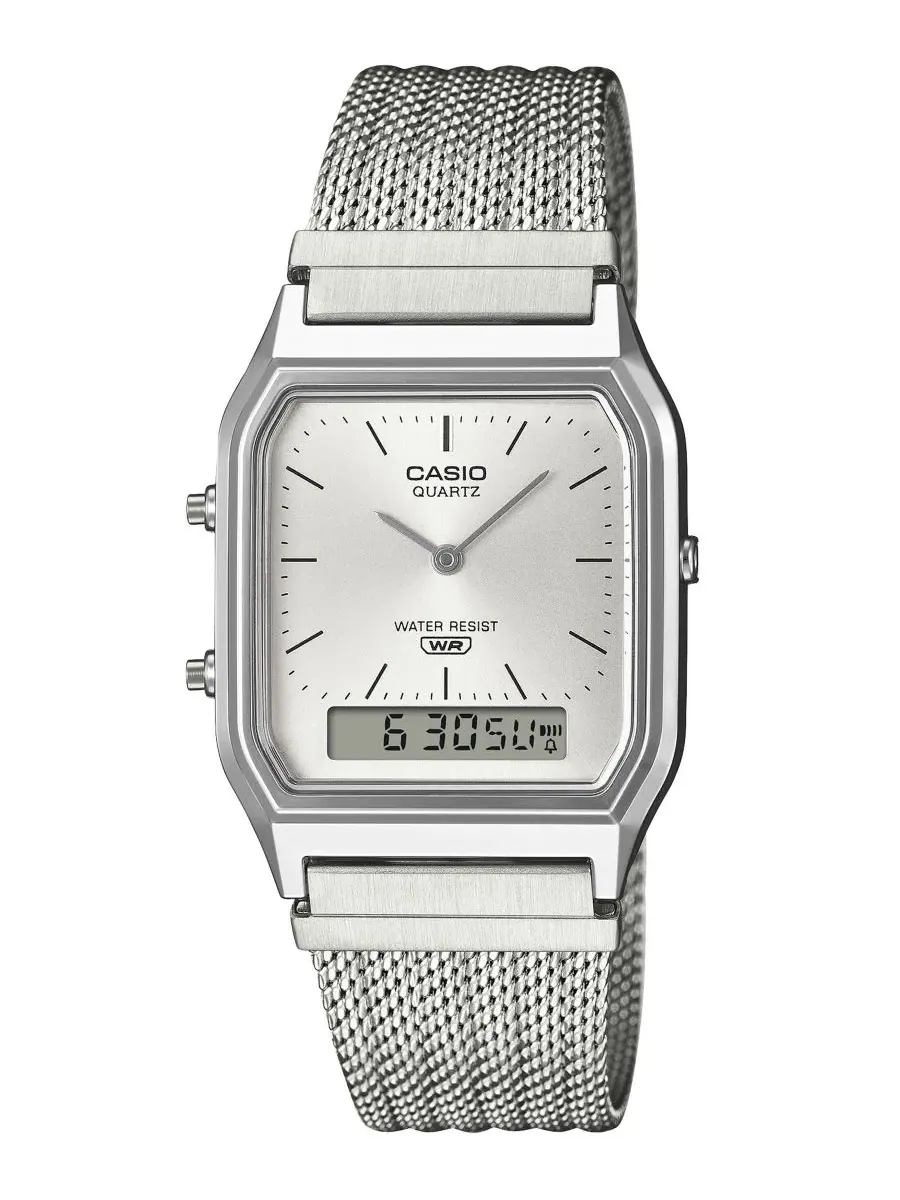 Японские кварцевые часы унисекс, серебристый цвет, диаметр 29,8 мм Casio — изображение 1 из 3, оттенок серебряный