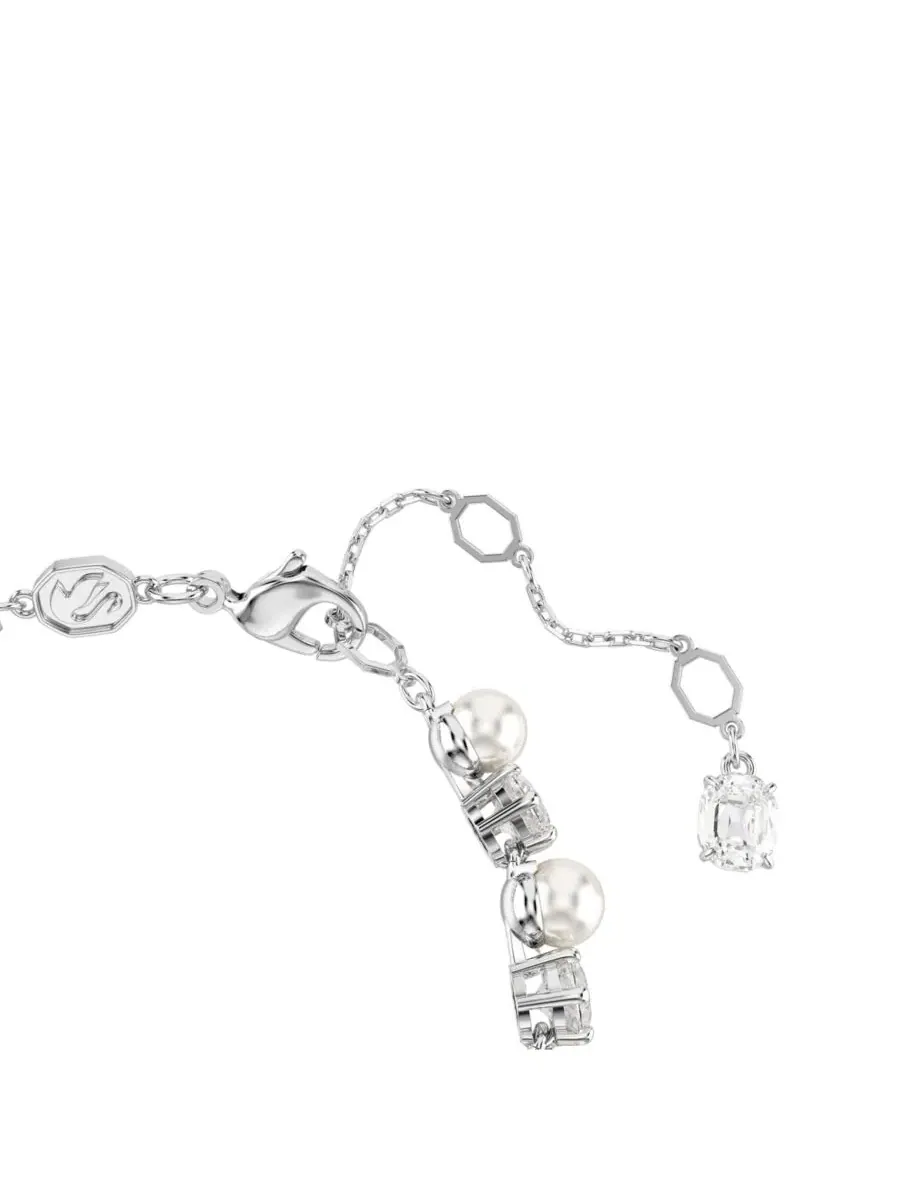 Теннисный браслет с культивированным жемчугом круглой огранки Swarovski — изображение 2 из 7, оттенок белый серебристый