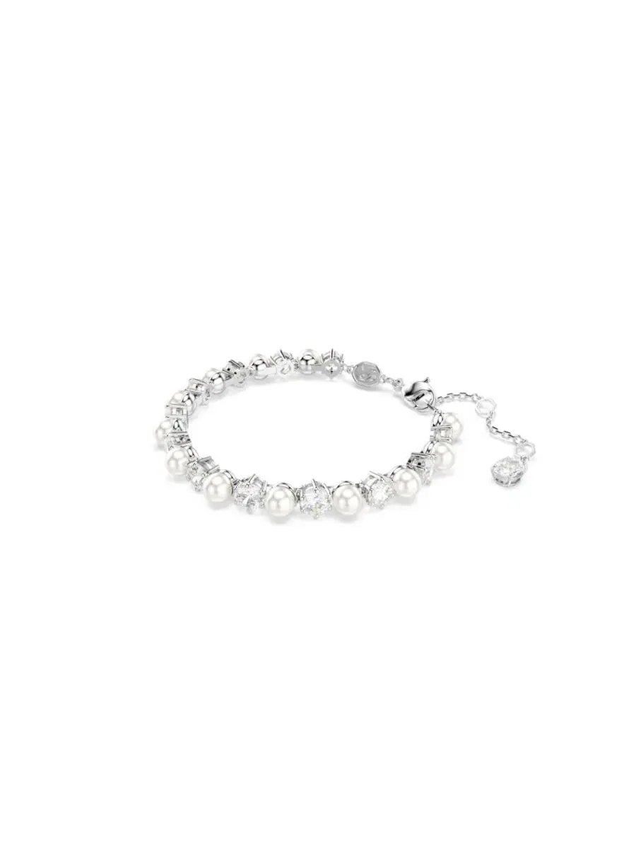 Теннисный браслет с культивированным жемчугом круглой огранки Swarovski — изображение 3 из 7, оттенок белый серебристый