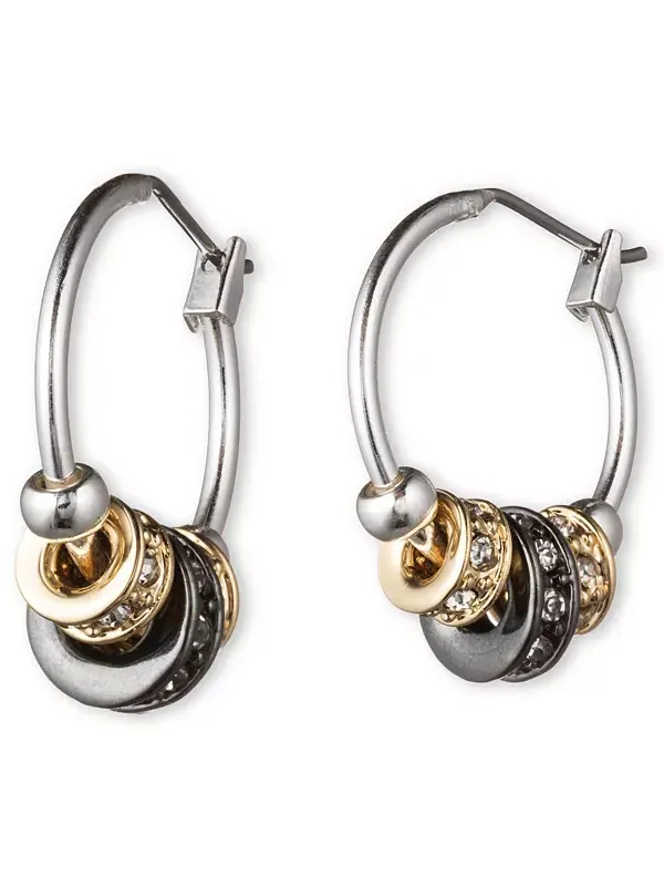 Серьги-Кольца Tri-Tone со слайдерами Nine West — изображение 2 из 3, оттенок серебряный