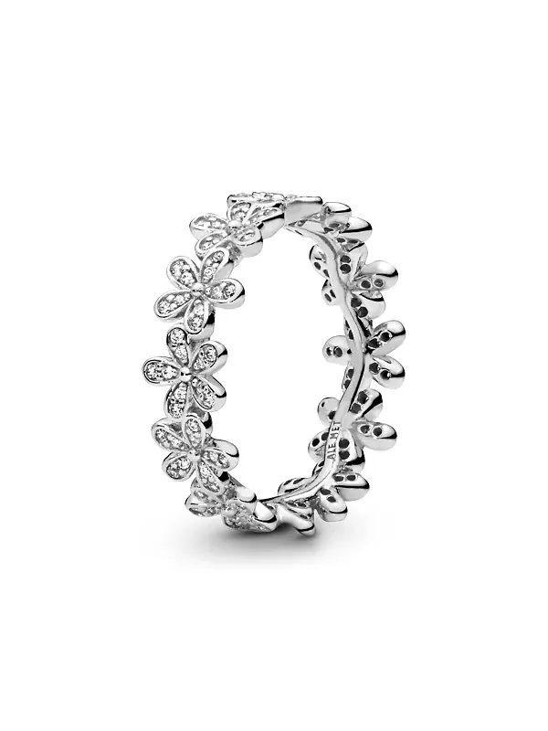 Кольцо с ромашкой и кубическим цирконием Pandora — изображение 1 из 4, оттенок серебряный