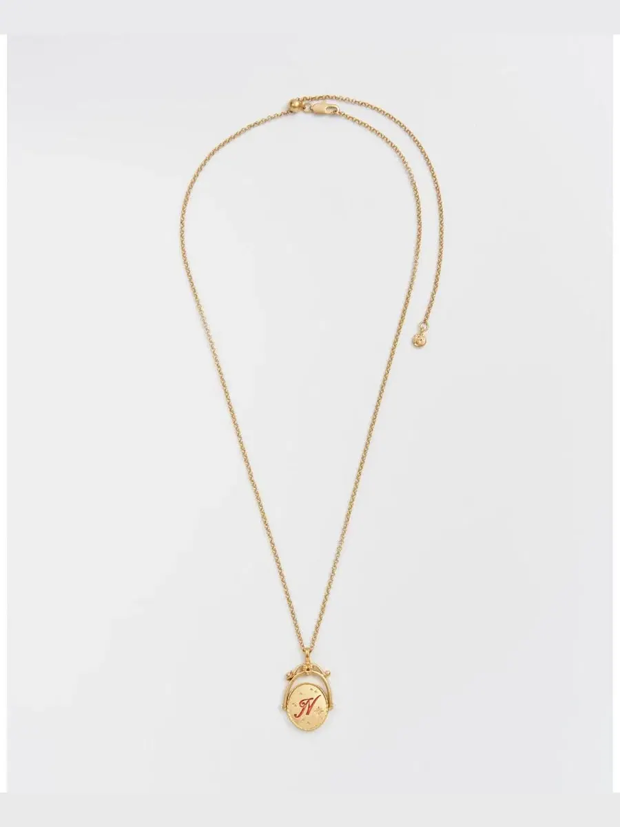 Кулон-подвеска N Initial Nasturtium Gold Spinner Chain Necklace Fable England — изображение 1 из 7, оттенок золото