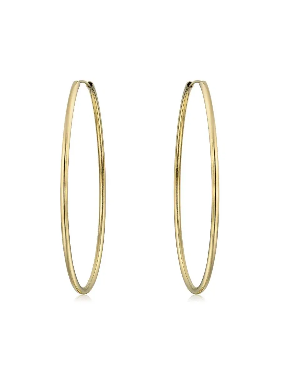 Серьги-кольца бесконечные тонкие крупные 14K золотое покрытие Bling Jewelry — изображение 2 из 4, оттенок золотистый