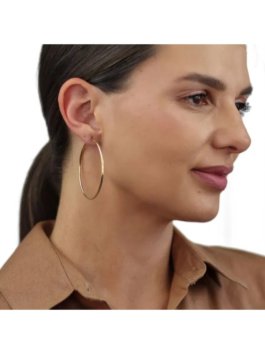 Серьги-кольца бесконечные тонкие крупные 14K золотое покрытие Bling Jewelry — изображение 4 из 4, оттенок золотистый