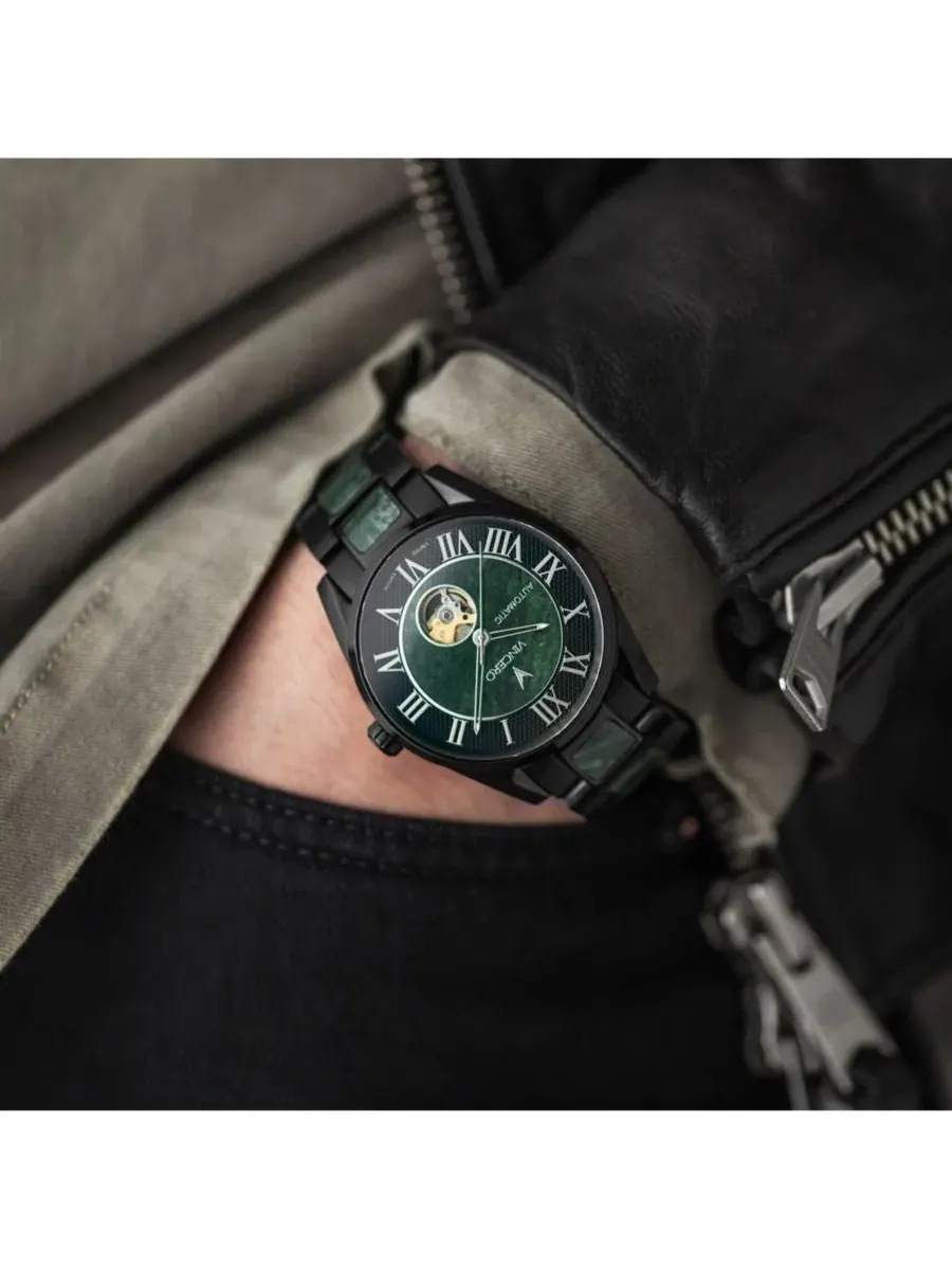 Мужские часы с итальянской мраморной инкрустацией, модель Marble Automatic Vincero — изображение 3 из 3, оттенок черный
