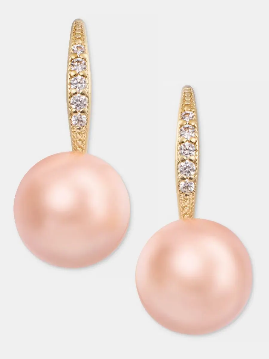 Серьги-подвески с жемчугом и кристаллами Pavé & Imitation Pearl Drop Earrings Charter Club — изображение 3 из 3