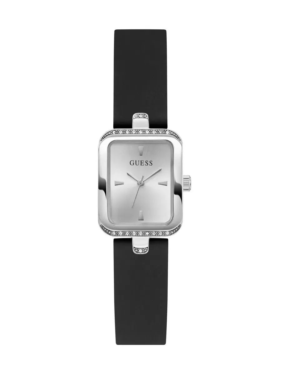 Женские часы с кварцевым механизмом, черный силиконовый ремешок, 22 мм GUESS