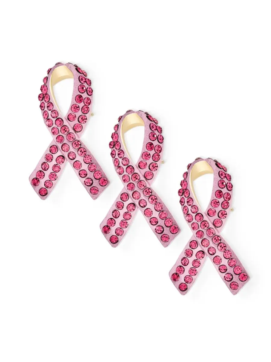 Брошь-булавка с кристаллами и эмалью, символ поддержки, модель Cancer Awareness Bling Jewelry — изображение 1 из 5