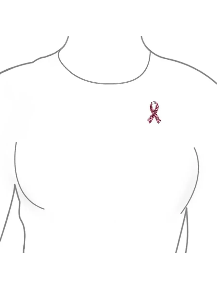 Брошь-булавка с кристаллами и эмалью, символ поддержки, модель Cancer Awareness Bling Jewelry — изображение 2 из 5