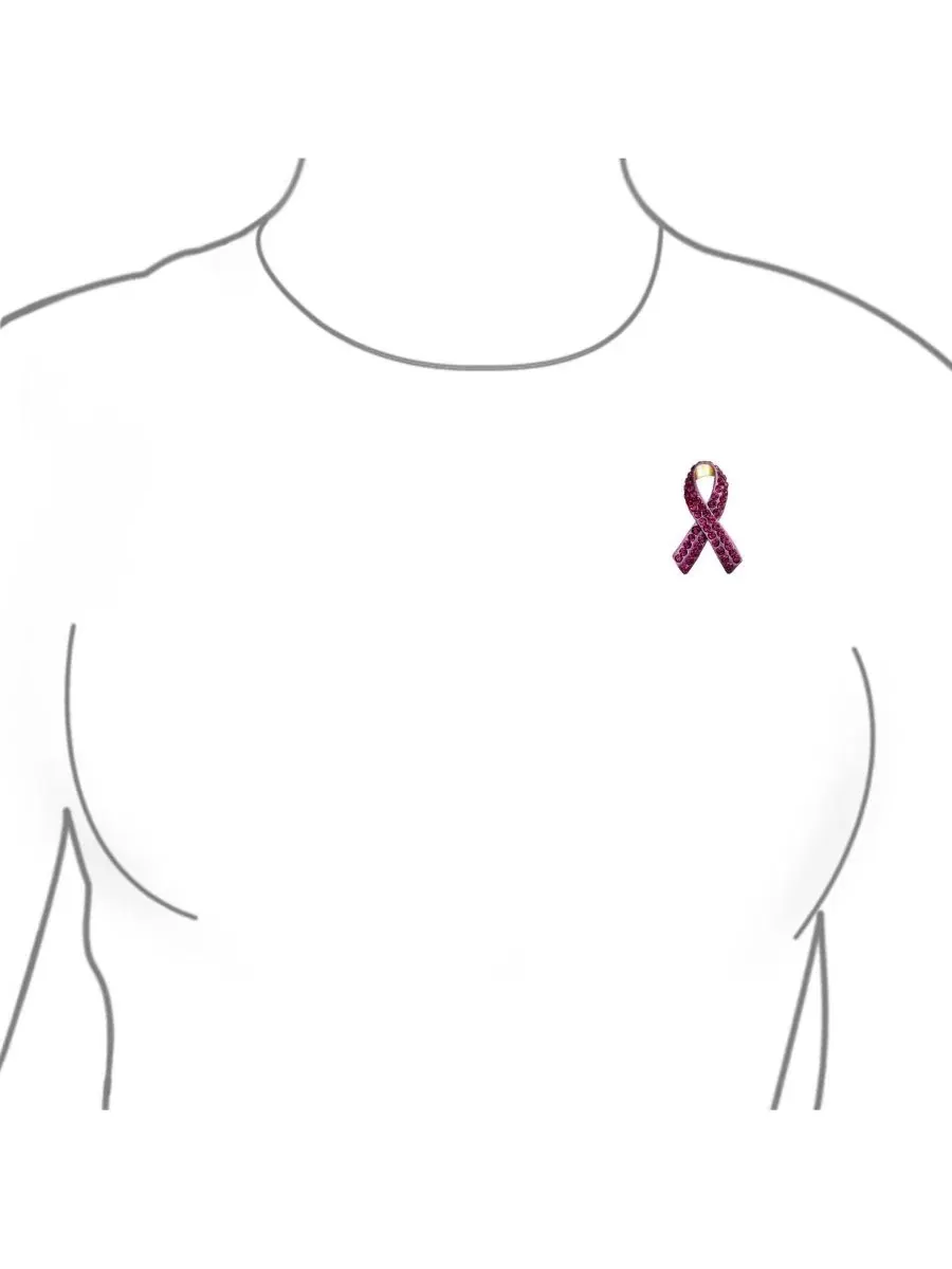 Брошь-булавка с кристаллами и эмалью, символ борьбы с раком, модель Cancer Awareness Bling Jewelry — изображение 2 из 5