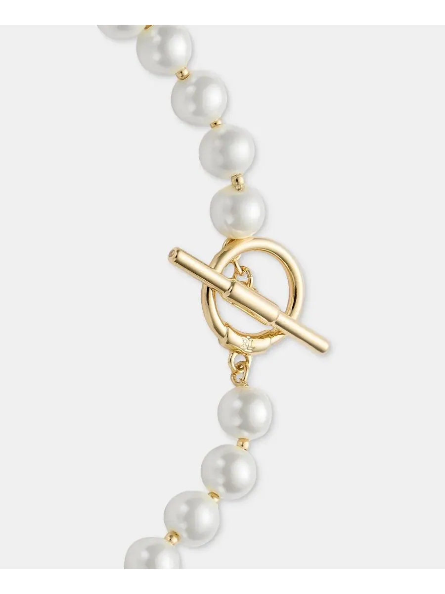 Колье-ошейник с жемчугом и логотипом, 40 см Lauren Ralph Lauren — изображение 4 из 5, оттенок белый