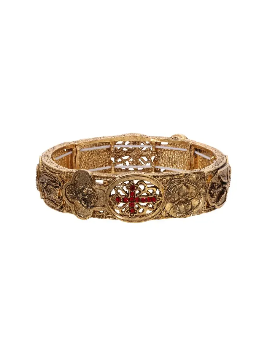 Браслет из эластичной ткани золотистого цвета с легким сиамским крестом Symbols Of Faith — изображение 1 из 3