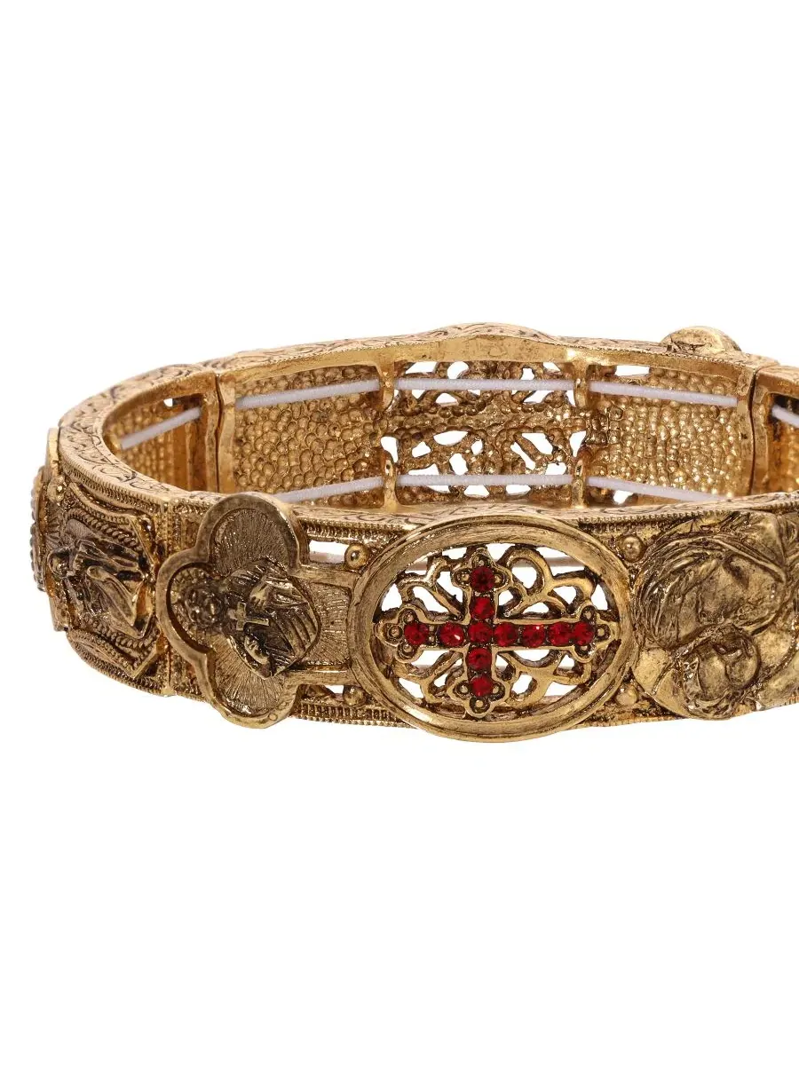 Браслет из эластичной ткани золотистого цвета с легким сиамским крестом Symbols Of Faith — изображение 3 из 3