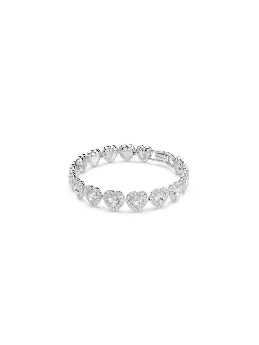 Теннисный браслет Ariana Grande x Swarovski с родиевым покрытием в форме сердца, выполненный в — изображение 2 из 10