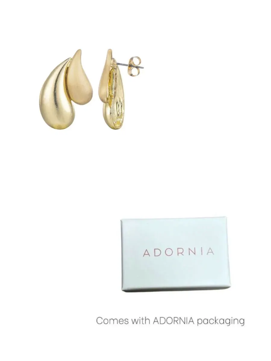 Золотые серьги-гвоздики в форме двух капель Adornia — изображение 3 из 5, оттенок золото