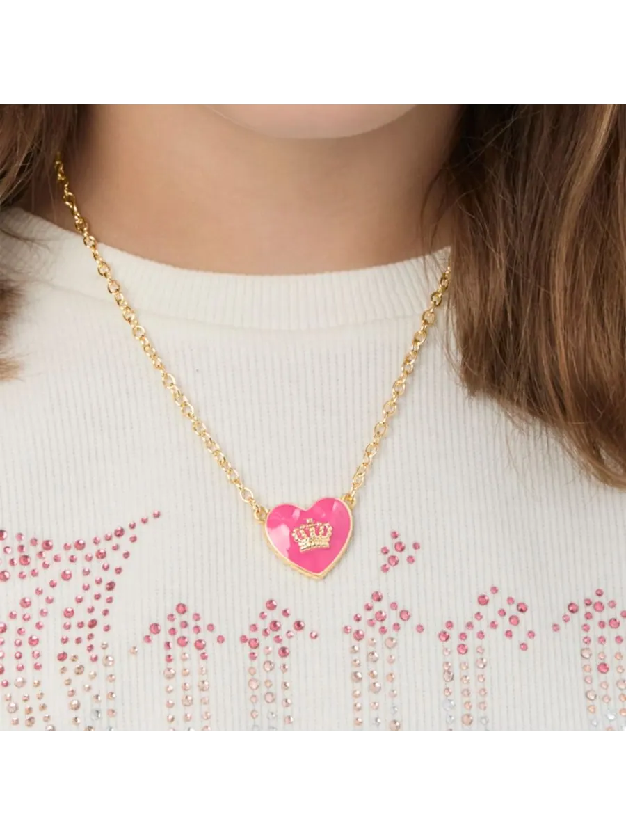 Кулон-подвеска Juicy Couture в форме сердца с логотипом короны, длина 15 дюймов + 2 дюйма — изображение 4 из 9