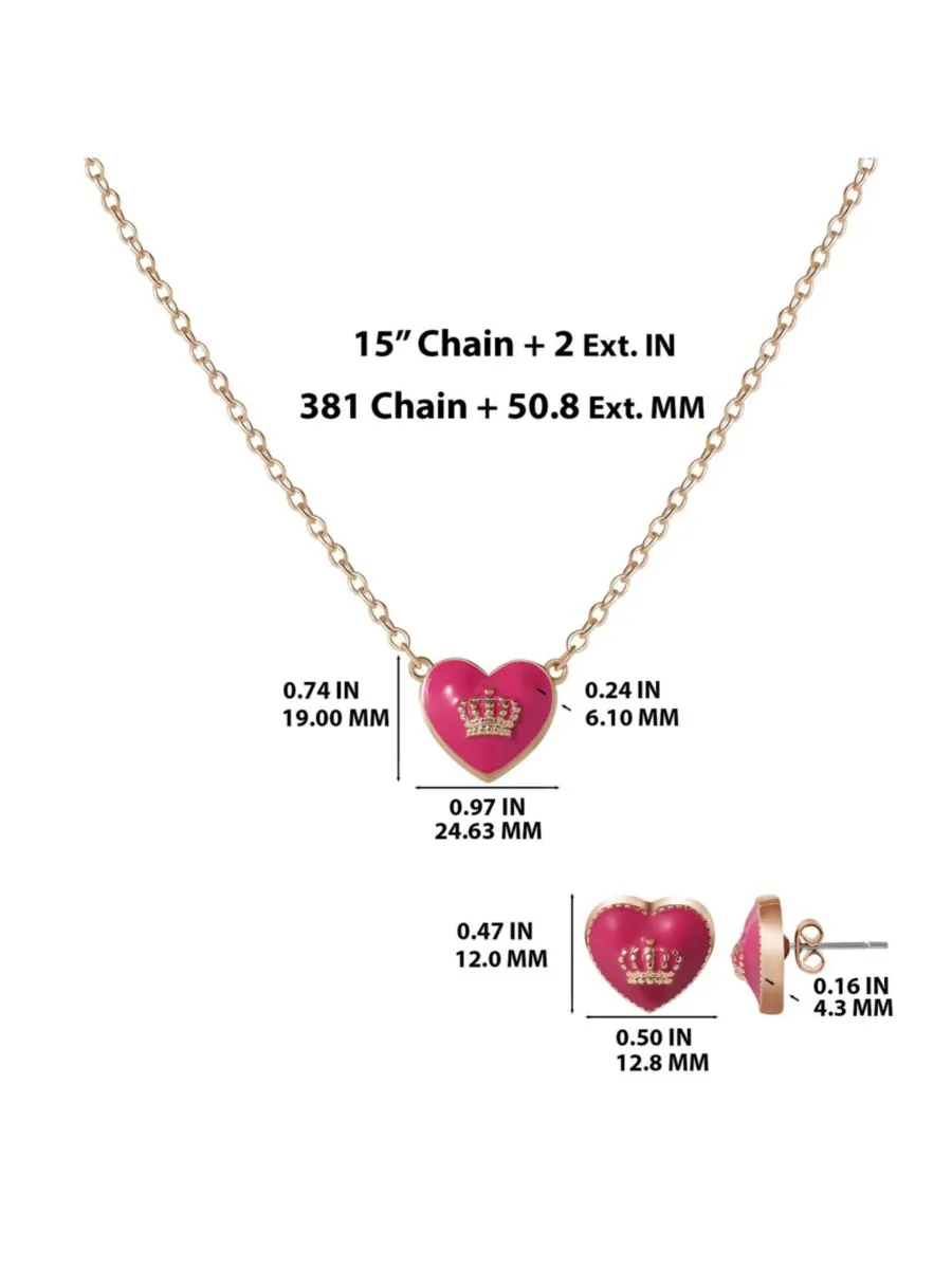 Кулон-подвеска Juicy Couture в форме сердца с логотипом короны, длина 15 дюймов + 2 дюйма — изображение 5 из 9