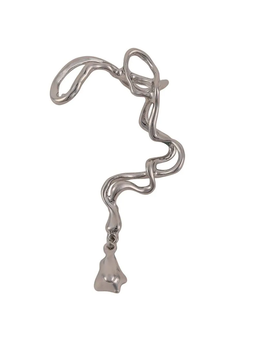 Женские серьги-каффы Tangle-Drop - серебристый металлик SOHI — изображение 1 из 3, оттенок серебряный
