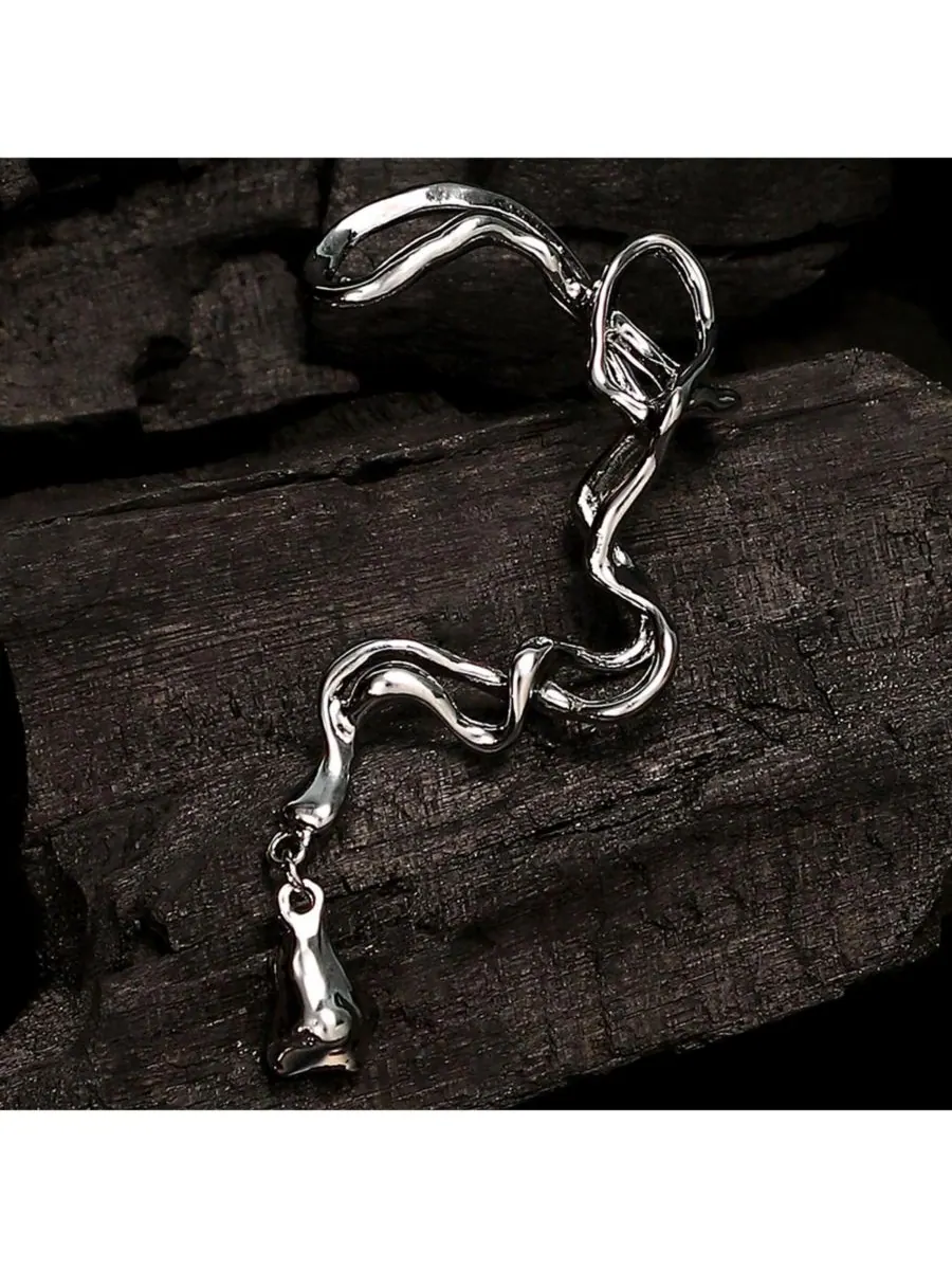 Женские серьги-каффы Tangle-Drop - серебристый металлик SOHI — изображение 2 из 3, оттенок серебряный