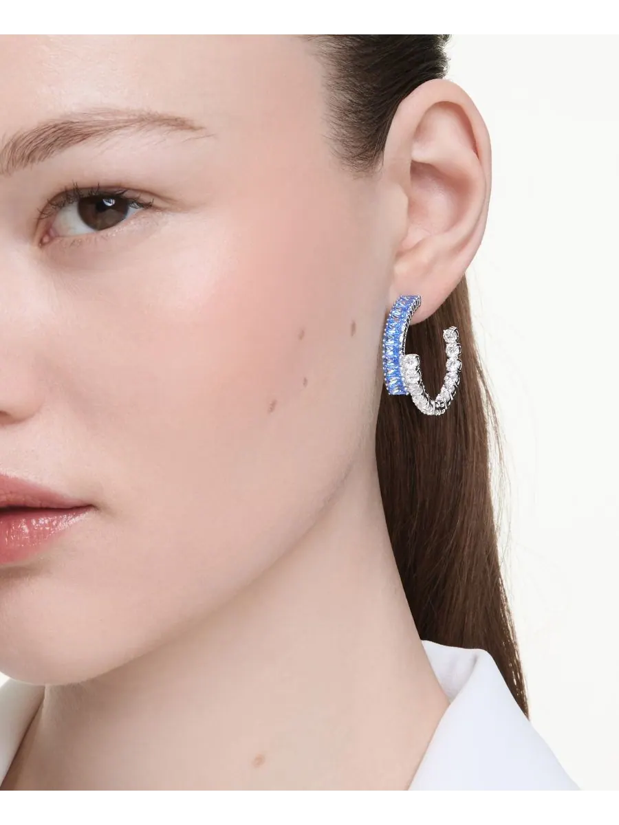 Серьги-кольца Matrix с родиевым покрытием Swarovski — изображение 5 из 5, оттенок синий