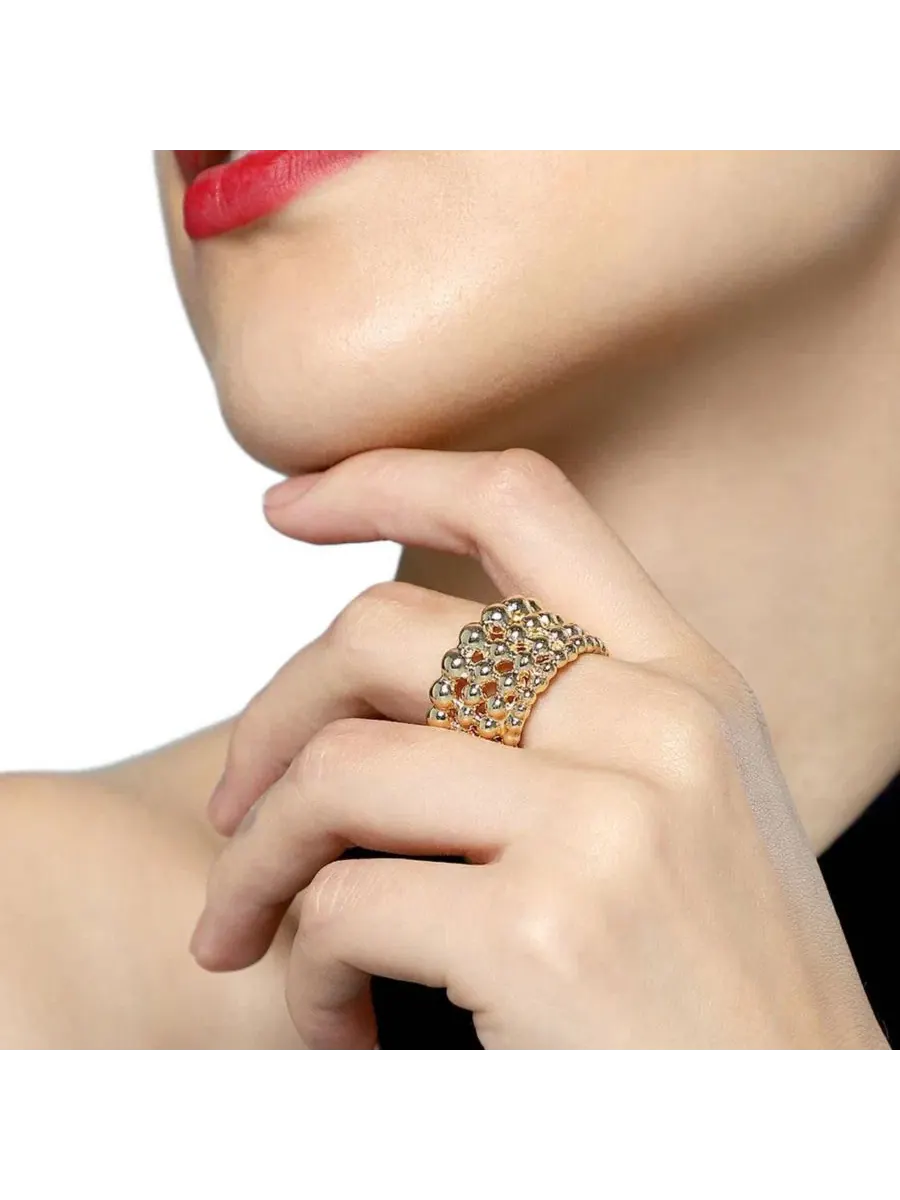 Женское кольцо-пусеты с кристаллами The Dewdrop Statement Ring SOHI — изображение 3 из 7, оттенок золото