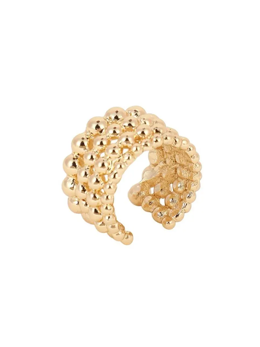 Женское кольцо-пусеты с кристаллами The Dewdrop Statement Ring SOHI — изображение 7 из 7, оттенок золото
