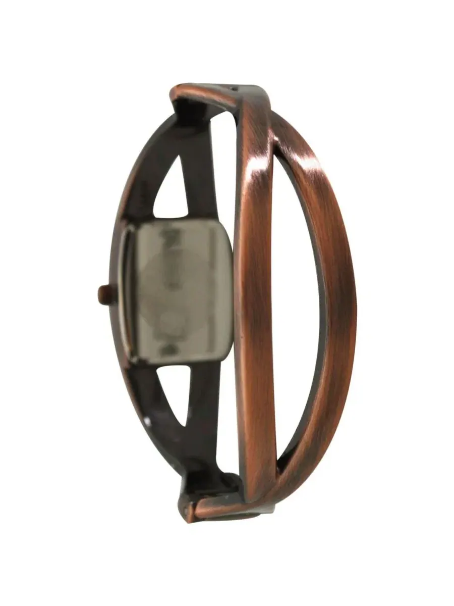 Браслет-часы с кристаллами и жемчугом, модель Bronze Rhinestones And Pearl Tone Bangle Watch Olivia — изображение 2 из 4