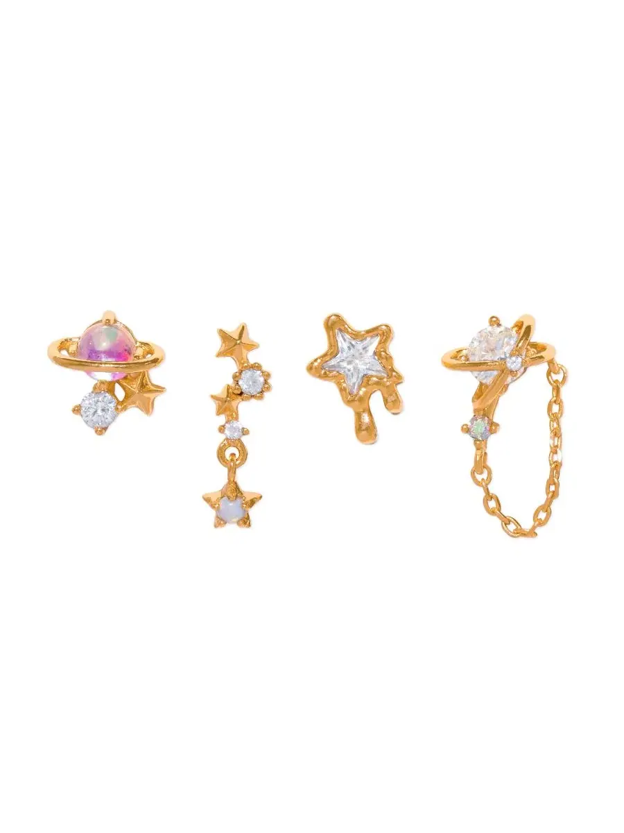 Комплект серег-пусетов из кристалла Lunar Dreams Stud Earrings Set Girls Crew — изображение 1 из 3, оттенок золото
