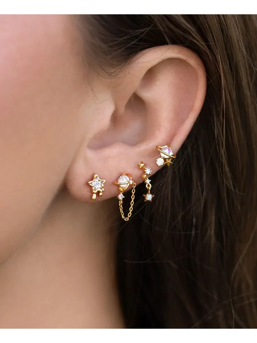 Комплект серег-пусетов из кристалла Lunar Dreams Stud Earrings Set Girls Crew — изображение 3 из 3, оттенок золото