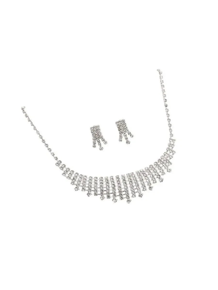 Ювелирный набор с камнями Silver Plated Stone Jewellery Set SOHI — изображение 1 из 7, оттенок серебряный
