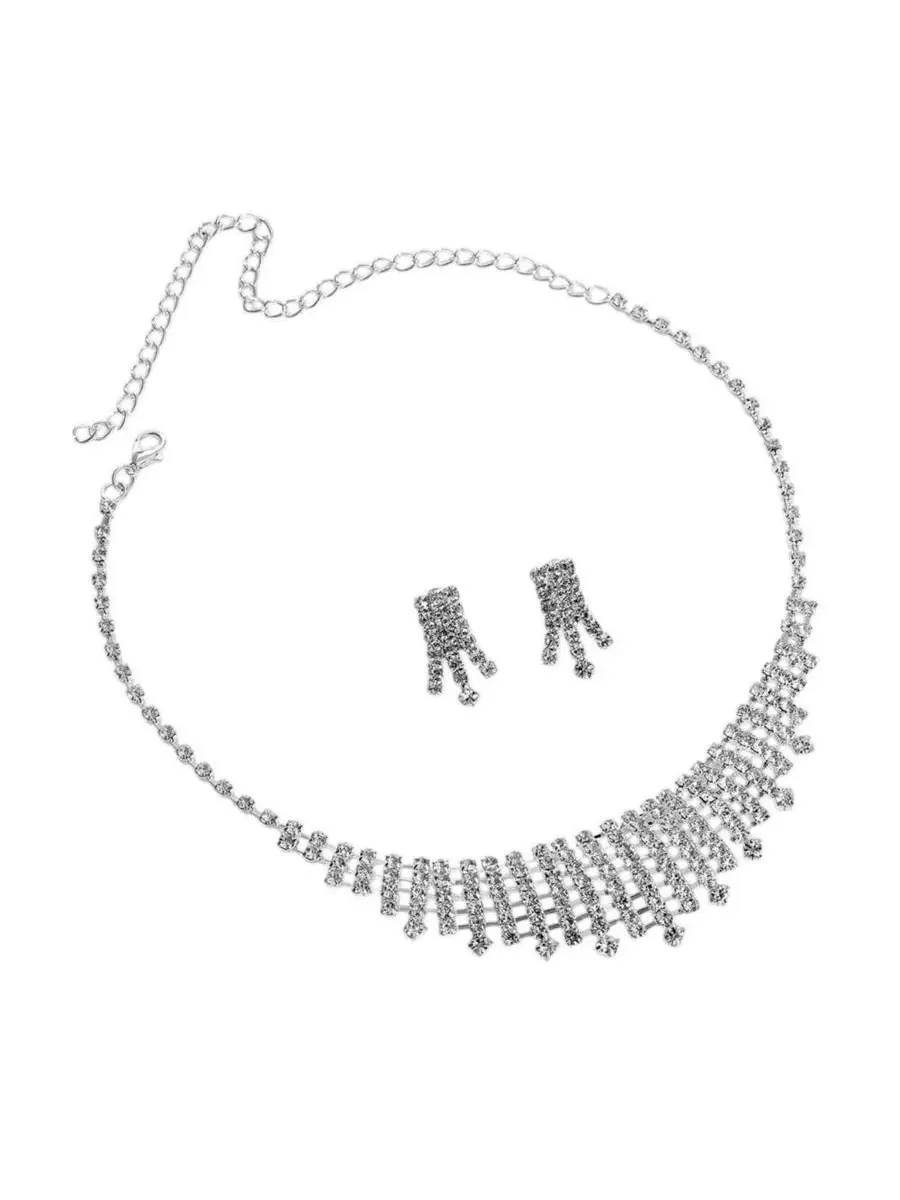 Ювелирный набор с камнями Silver Plated Stone Jewellery Set SOHI — изображение 4 из 7, оттенок серебряный