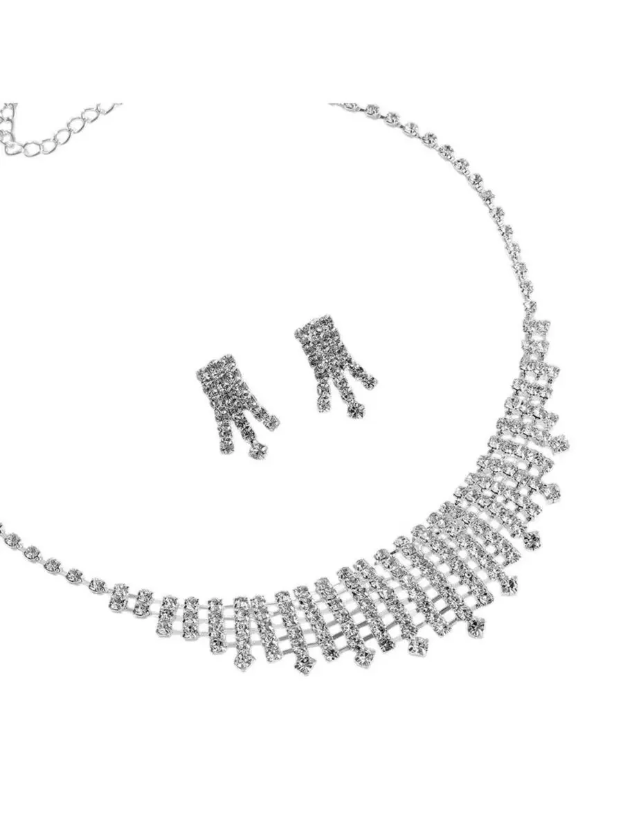 Ювелирный набор с камнями Silver Plated Stone Jewellery Set SOHI — изображение 5 из 7, оттенок серебряный
