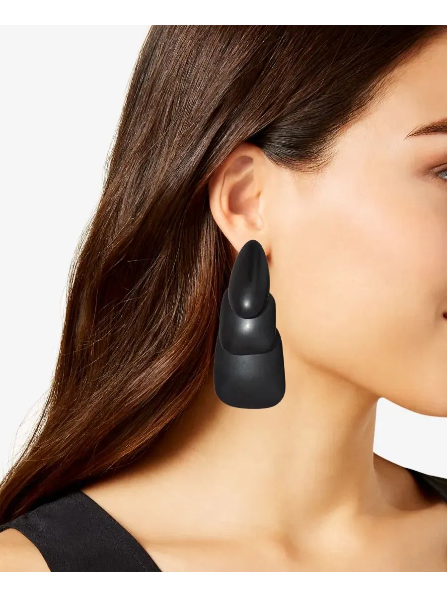 Серьги-подвески линейные из смолы Black-Tone Resin Linear Drop Earrings Donna Karan New York — изображение 4 из 5