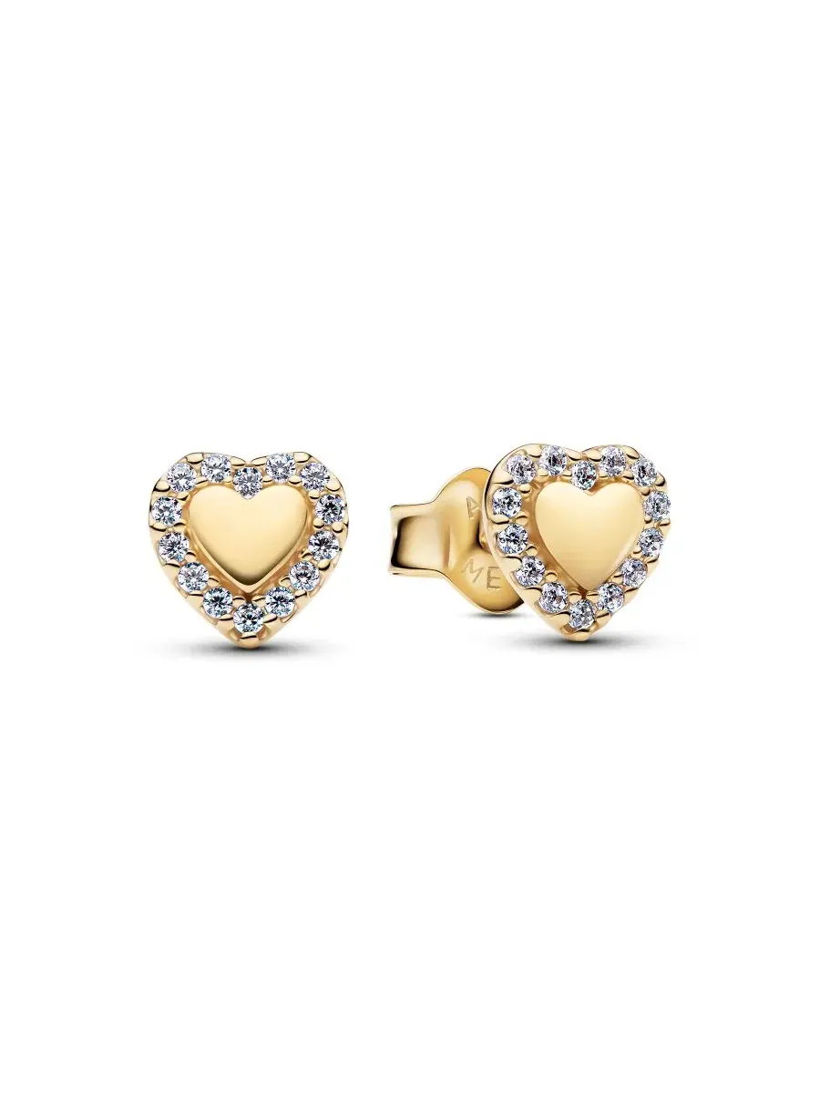 Серьги-гвоздики «Сердце-нимб» Pandora — изображение 1 из 3, оттенок золото