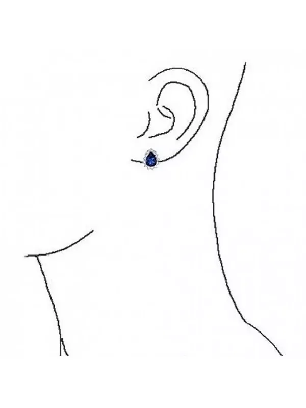 Серьги-Гвоздики Halo с каплевидным фианитом и омега-подвеской из посеребренной латуни Bling Jewelry — изображение 4 из 4