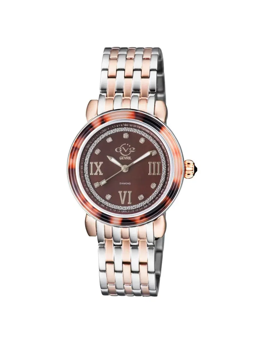 Женские часы Marsala Tortoise Swiss Quartz Diamond GV2 by Gevril
