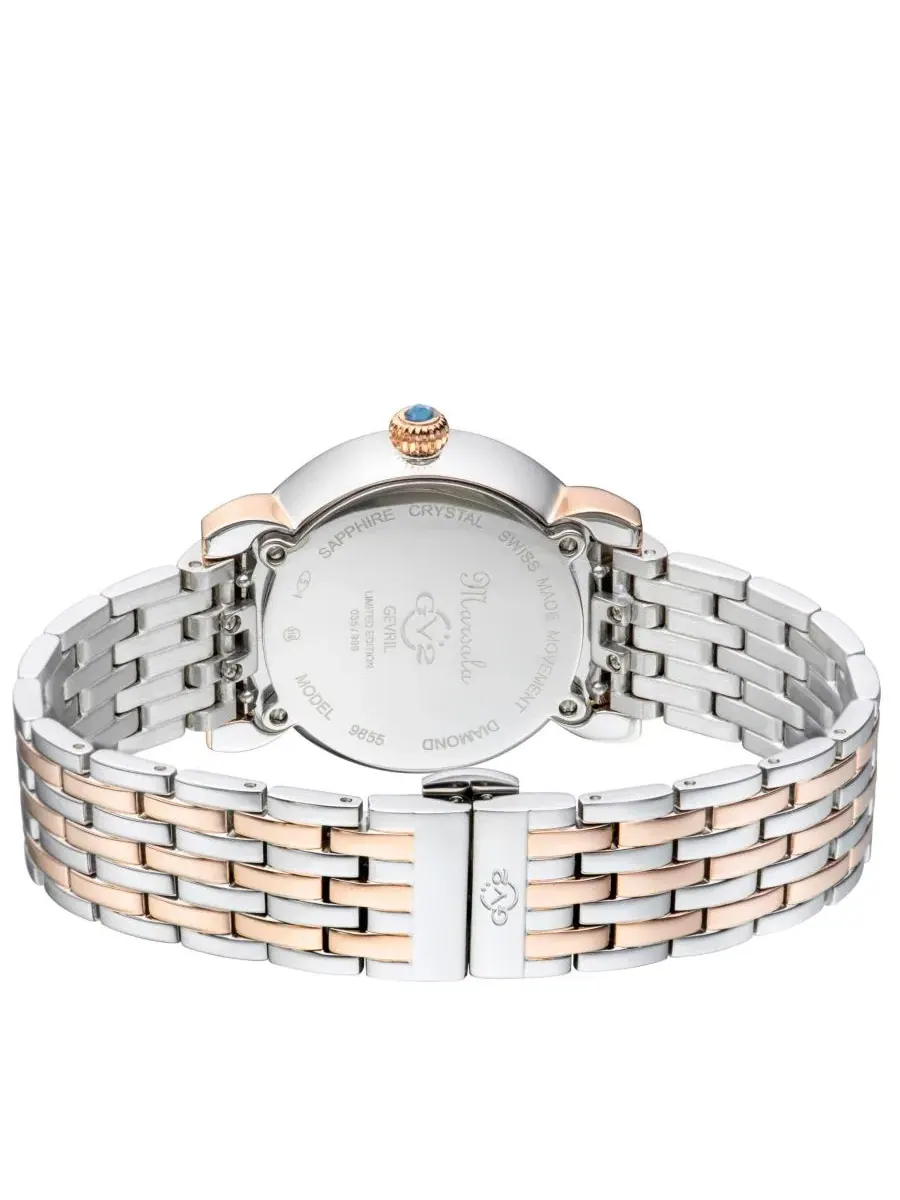 Женские часы Marsala Tortoise Swiss Quartz Diamond GV2 by Gevril — изображение 2 из 3, оттенок серебряный