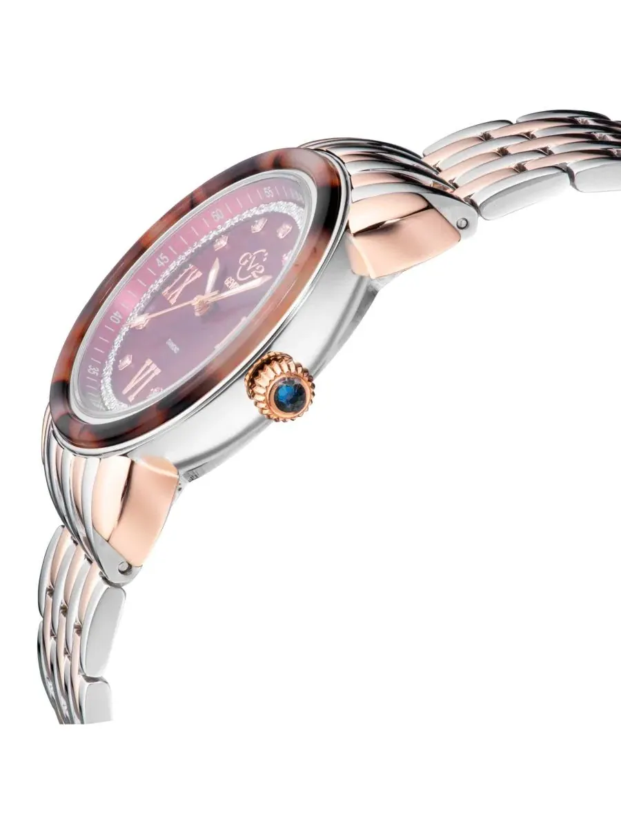 Женские часы Marsala Tortoise Swiss Quartz Diamond GV2 by Gevril — изображение 3 из 3, оттенок серебряный
