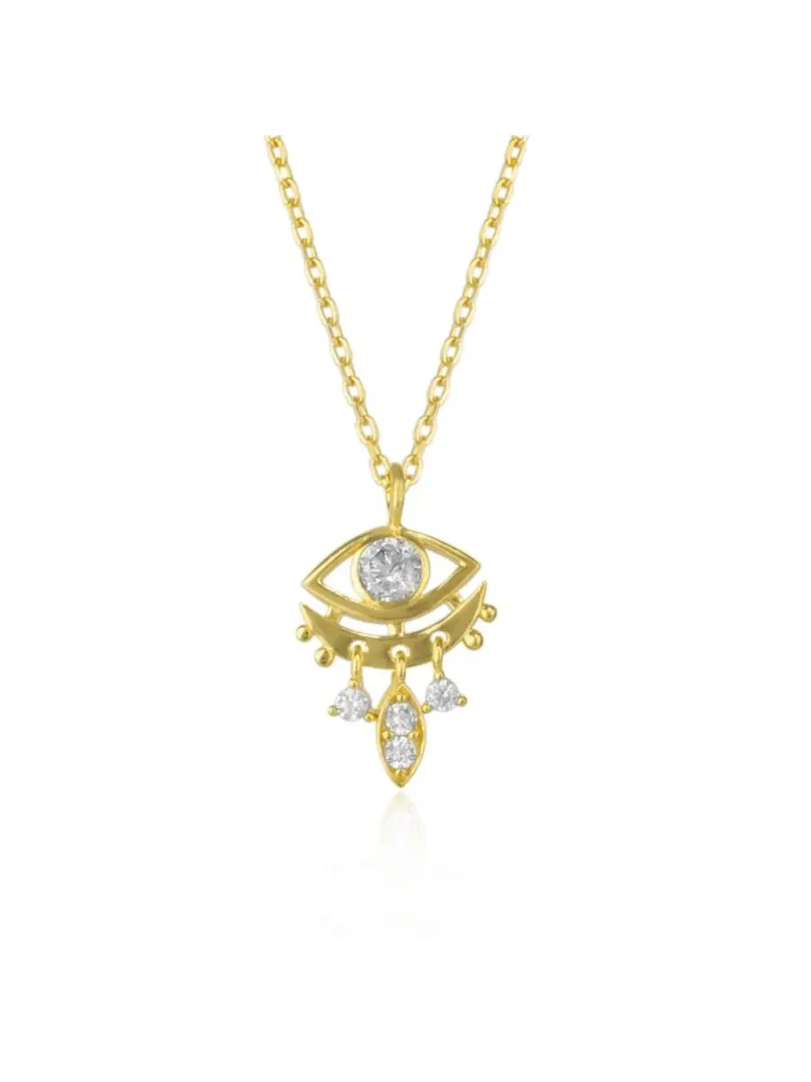 Подвеска-кулон с глазом и кристаллами, модель Evil Eye Spero London — изображение 1 из 4, оттенок золото