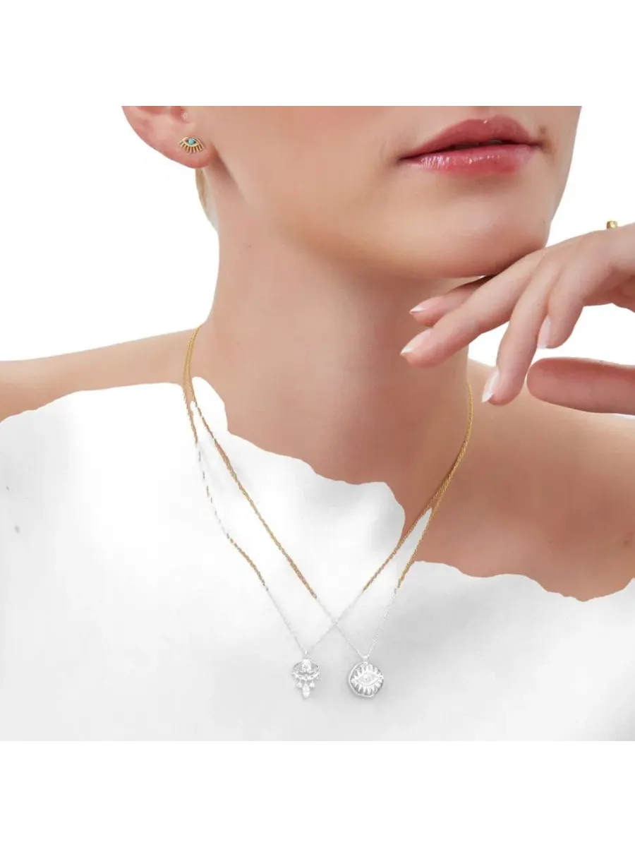 Подвеска-кулон с глазом и кристаллами, модель Evil Eye Spero London — изображение 2 из 4, оттенок золото