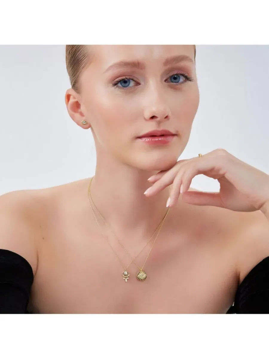 Подвеска-кулон с глазом и кристаллами, модель Evil Eye Spero London — изображение 4 из 4, оттенок золото